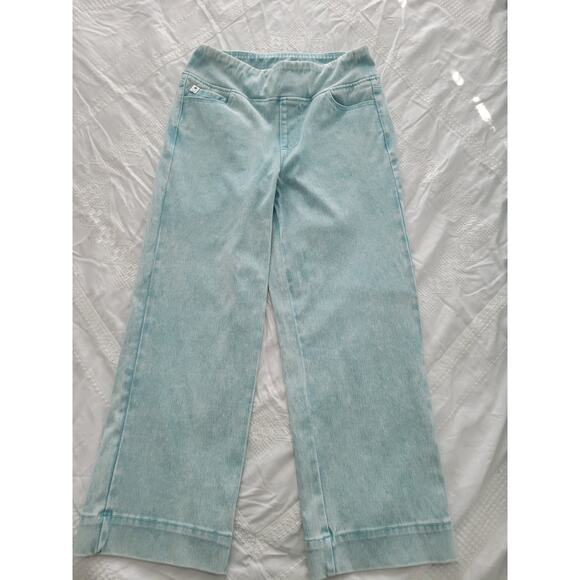 Belle Beach Size 2 Aquarelle Blue Delray Denim Wide Leg Crop Jeans A683828 NWOT - Picture 2 of 11